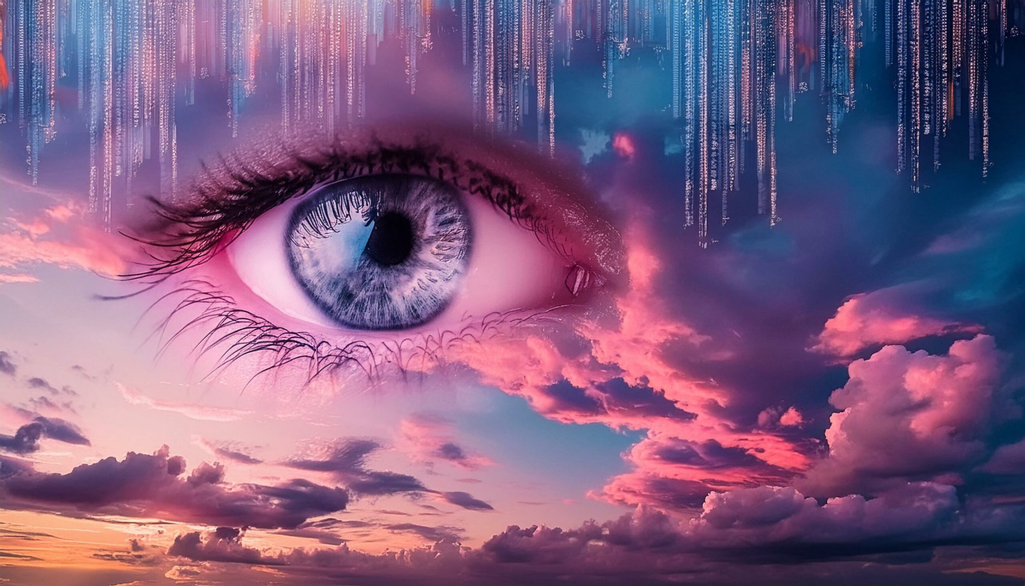 Firefly a big eye with computer code in the sky with artificial intelligence 39344